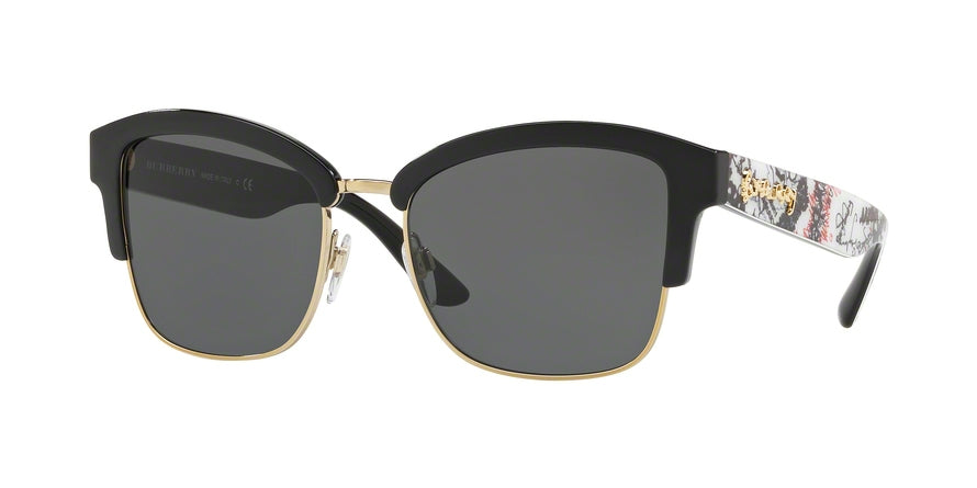 Burberry BE4265 Square Sunglasses  372387-BLACK/LIGHT GOLD 54-18-140 - Color Map black