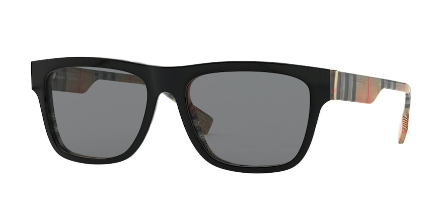 Burberry BE4293F Square Sunglasses  380687-TOP BLACK ON VINTAGE CHECK 56-17-145 - Color Map black