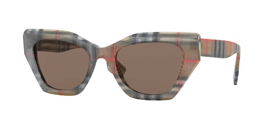 Burberry CRESSY BE4299 Butterfly Sunglasses  383273-TRANSPARENT ON VINTAGE CHECK 52-20-140 - Color Map multi
