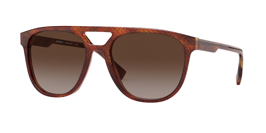 Burberry BE4302F Square Sunglasses  382313-TOP TB BLACK ON LIGHT HAVANA 56-18-145 - Color Map multi