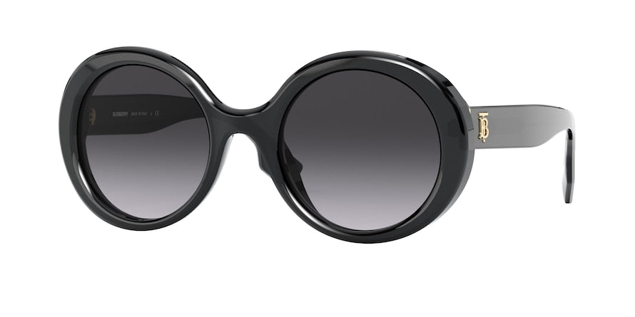 Burberry BE4314F Round Sunglasses  30018G-BLACK 52-22-140 - Color Map black