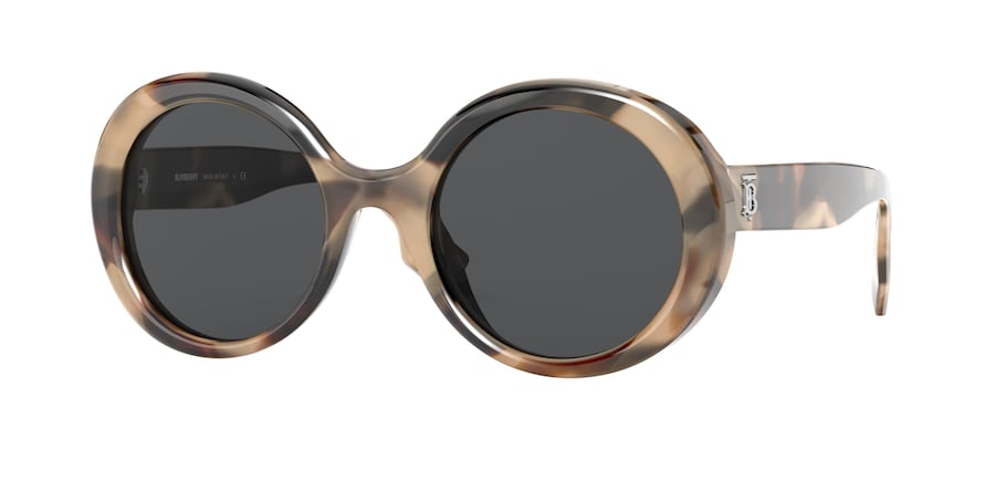 Burberry BE4314F Round Sunglasses  350187-SPOTTED HORN 52-22-140 - Color Map light brown