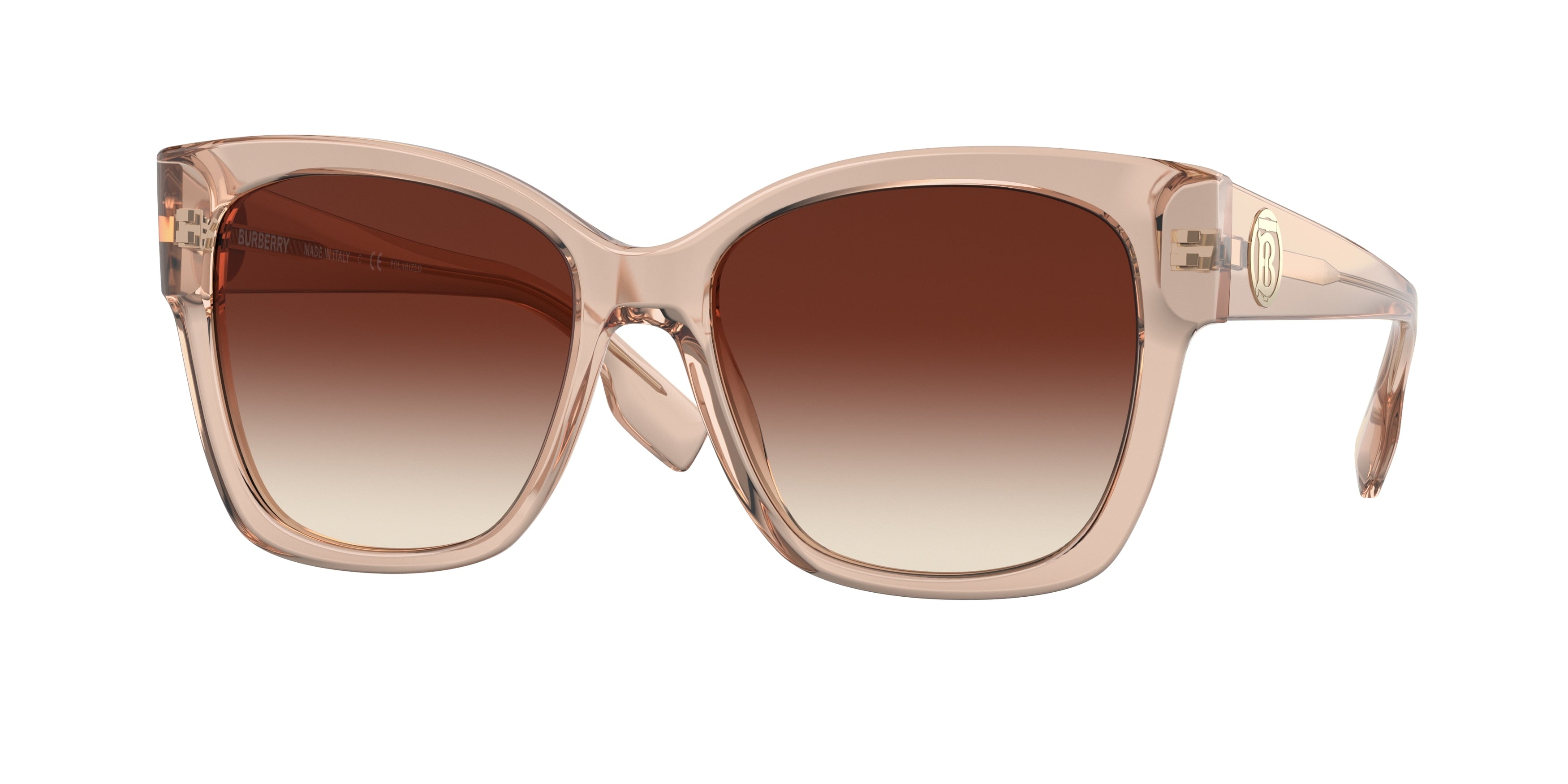 Burberry RUTH BE4345F Square Sunglasses  335813-Peach 55-140-17 - Color Map Pink