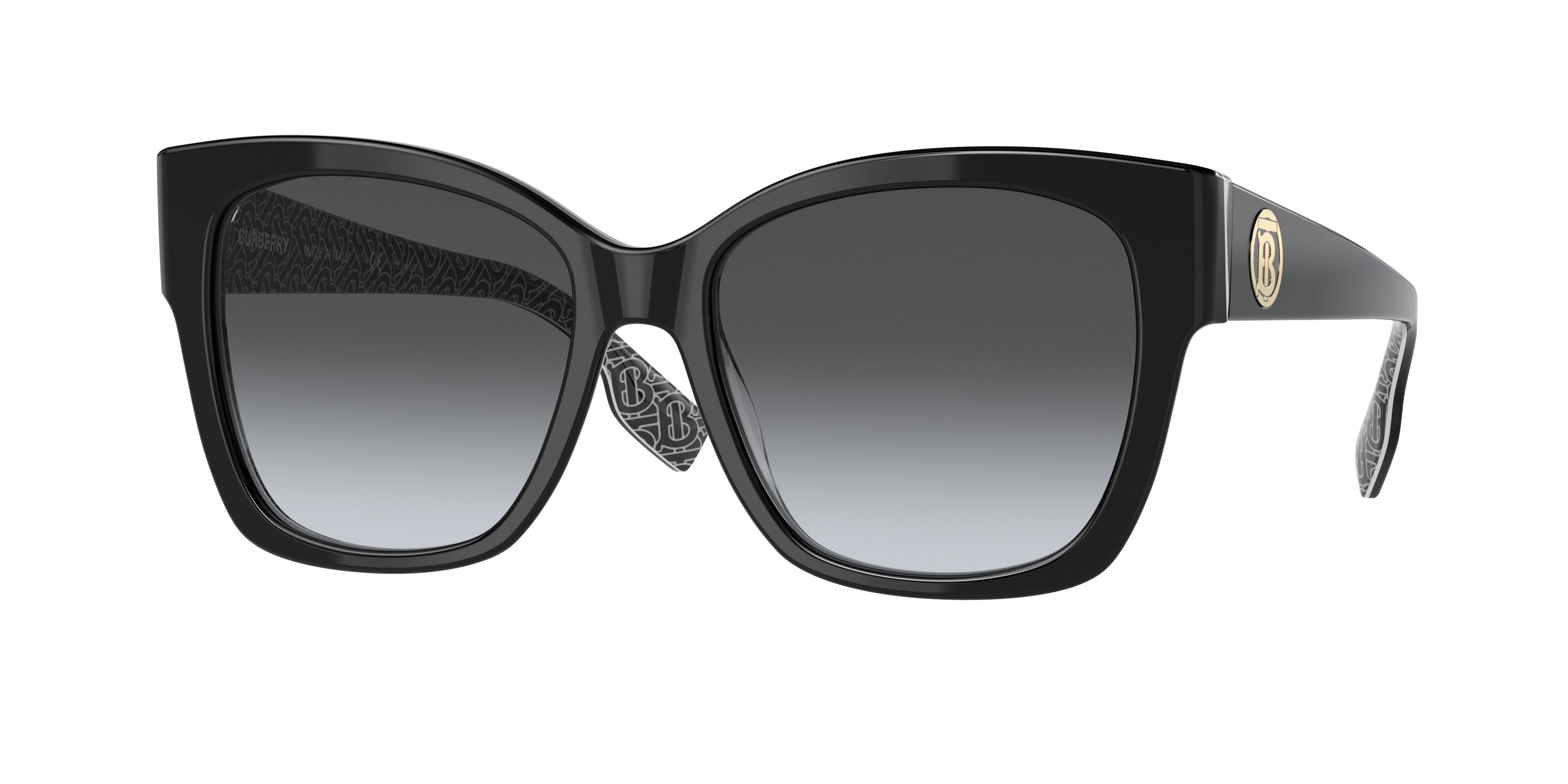 Burberry RUTH BE4345 Square Sunglasses  3977T3-Black/Print Tb/Crystal 54-140-17 - Color Map Black