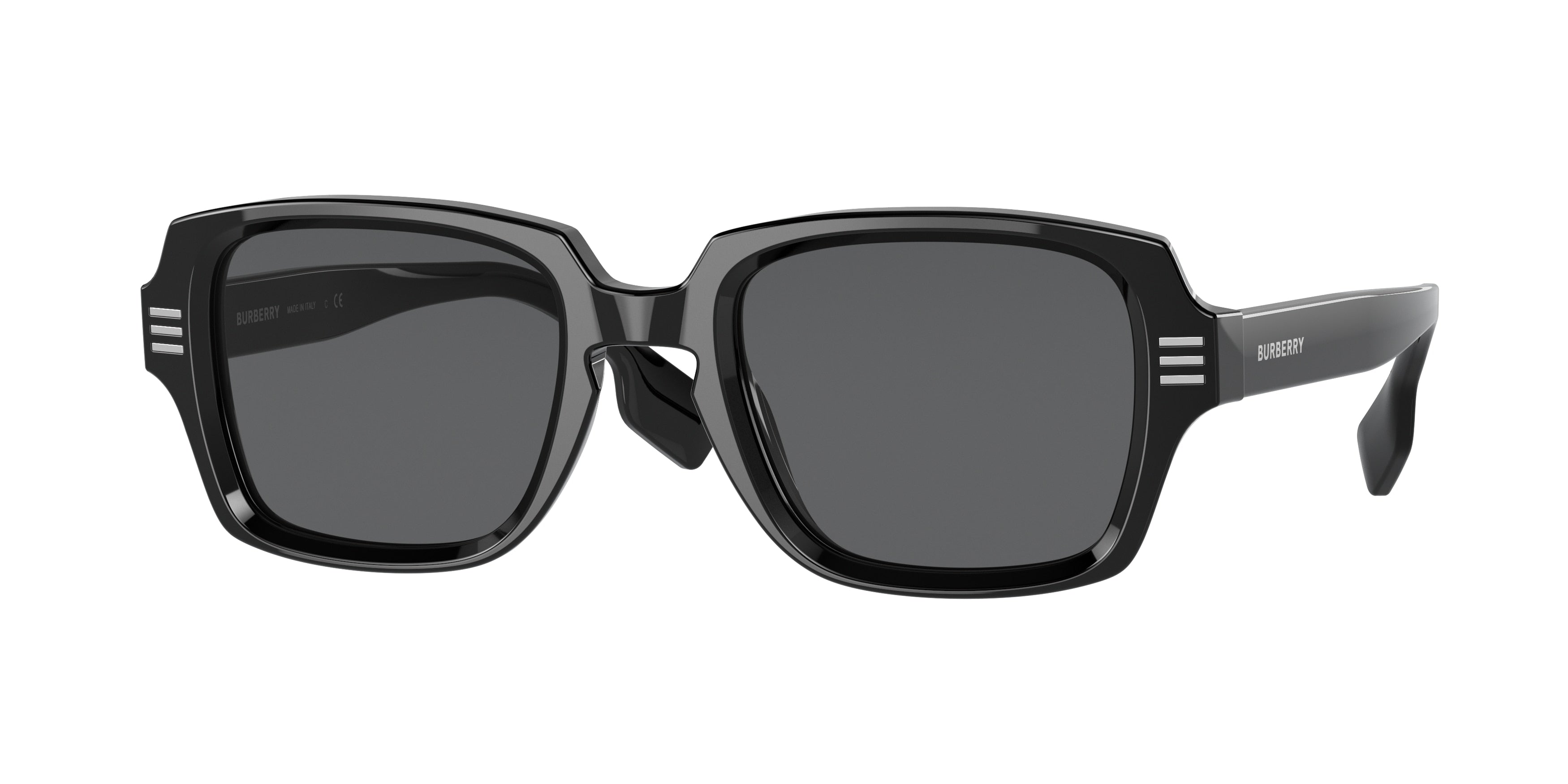 Burberry ELDON BE4349F Rectangle Sunglasses  300187-Black 50-145-22 - Color Map Black
