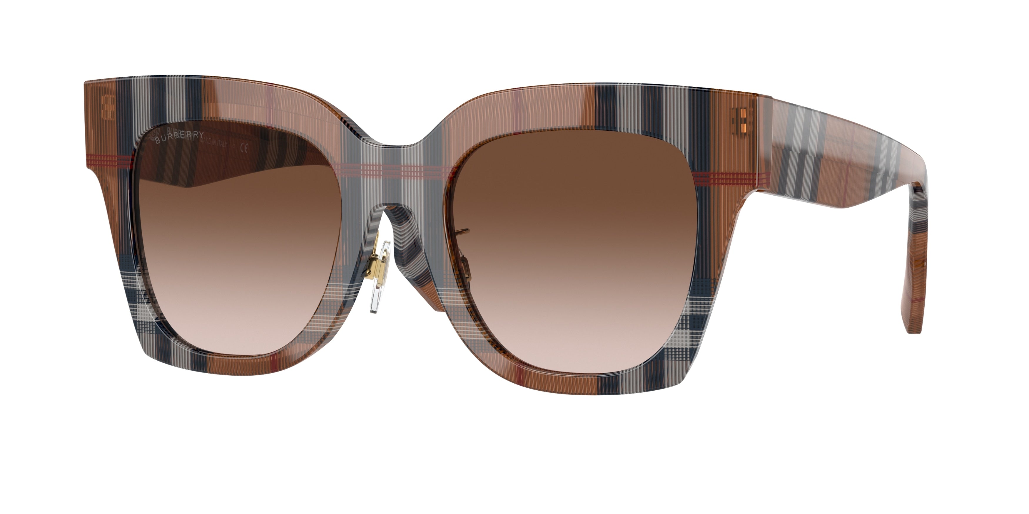 Burberry KITTY BE4364F Square Sunglasses  396713-Check Brown 51-145-21 - Color Map Brown