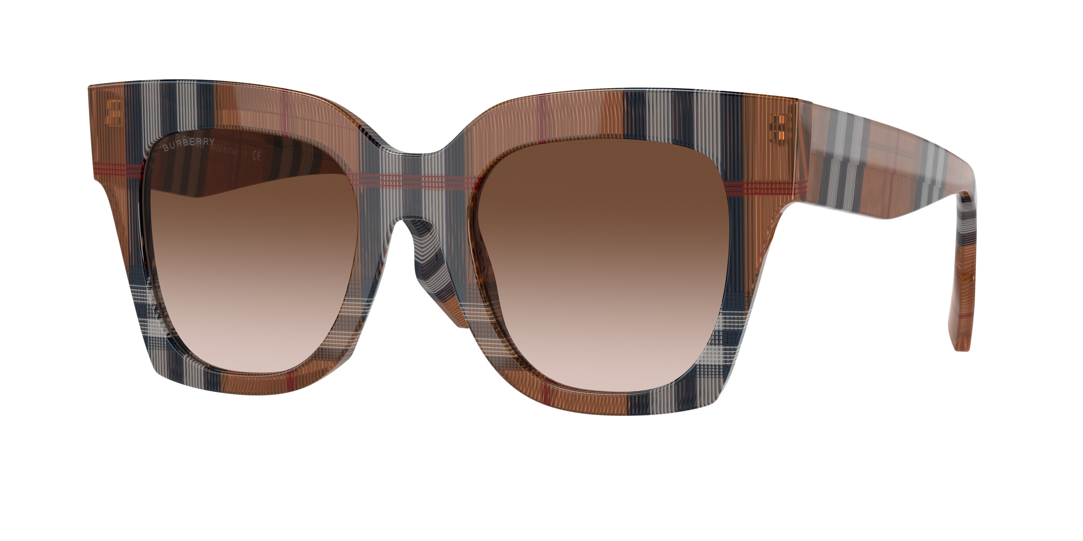 Burberry KITTY BE4364 Square Sunglasses  396713-Brown Check 49-145-21 - Color Map Brown