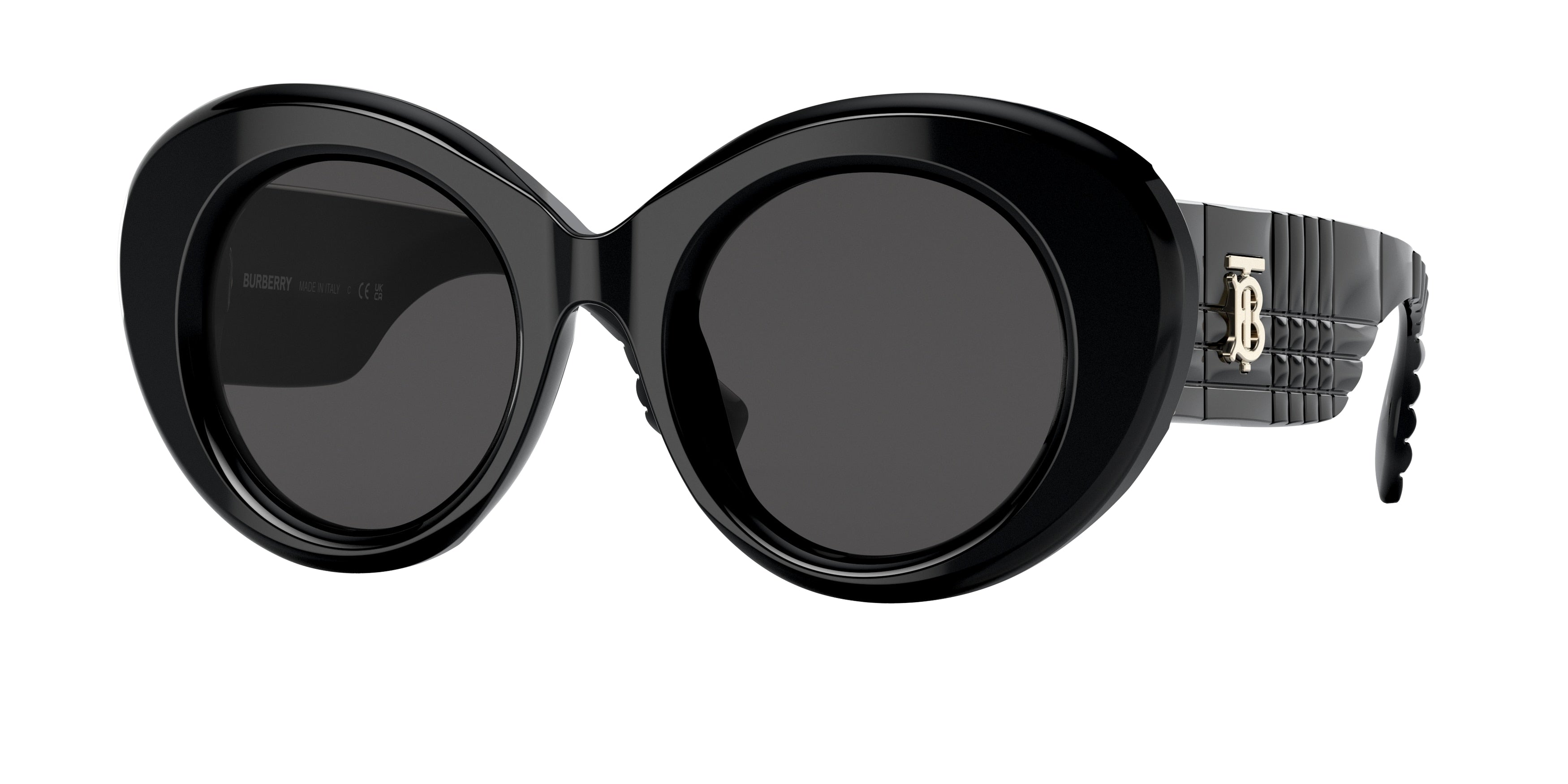 Burberry MARGOT BE4370U Round Sunglasses  300187-Black 49-140-22 - Color Map Black