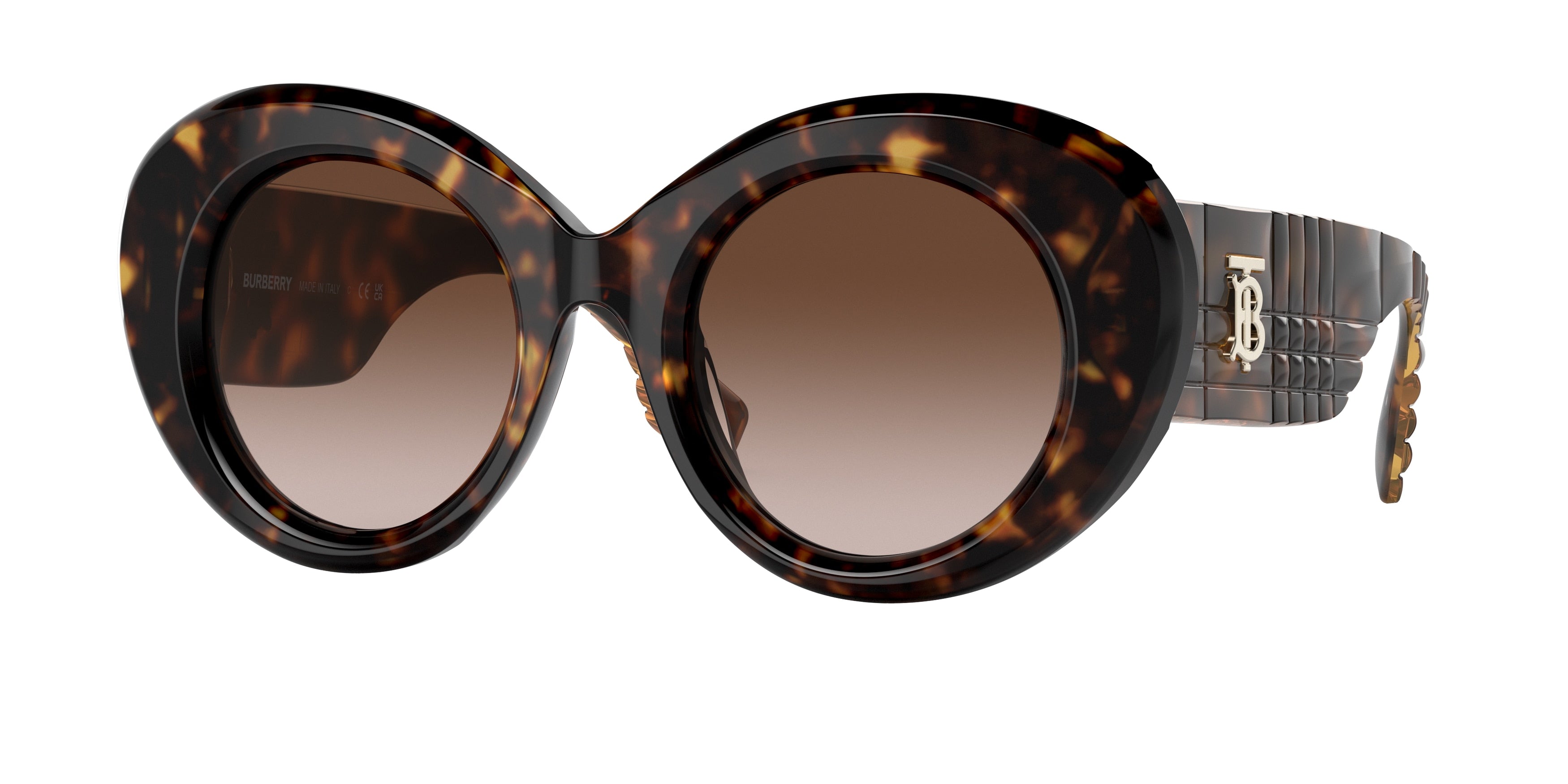 Burberry MARGOT BE4370U Round Sunglasses  300213-Dark Havana 49-140-22 - Color Map Brown