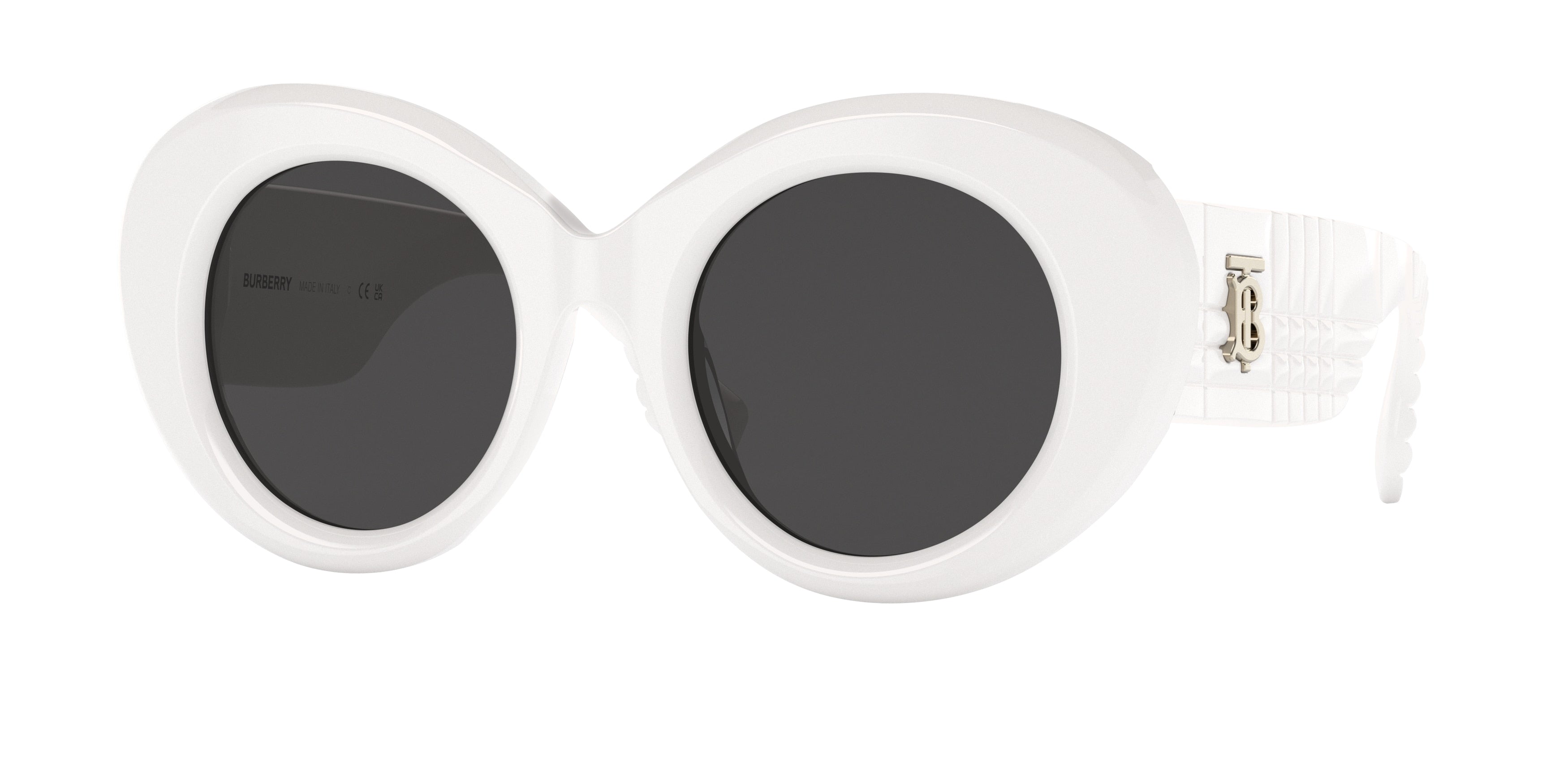 Burberry MARGOT BE4370U Round Sunglasses  300787-White 49-140-22 - Color Map White