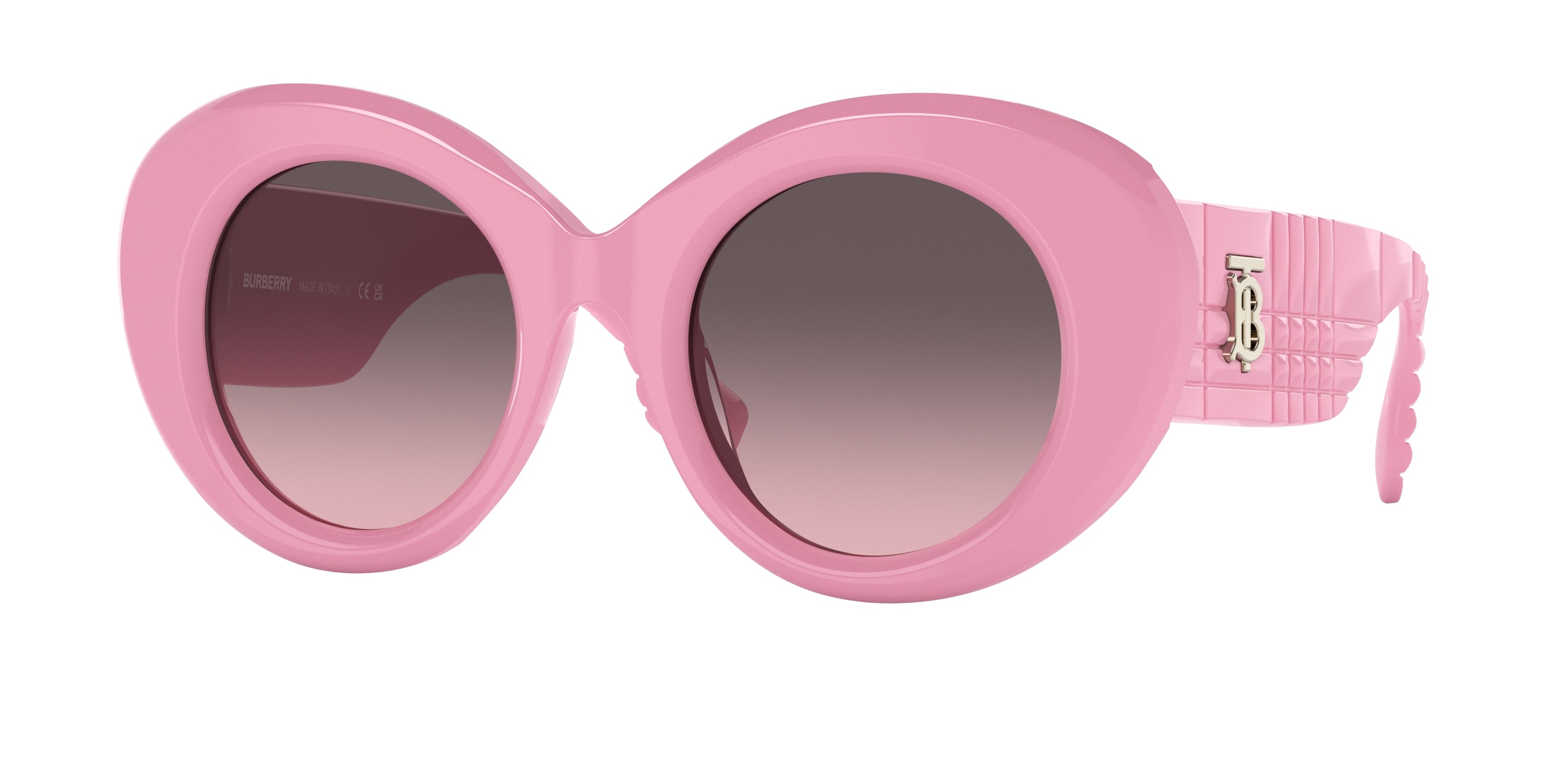 Burberry MARGOT BE4370U Round Sunglasses  40295M-Pink 49-140-22 - Color Map Pink