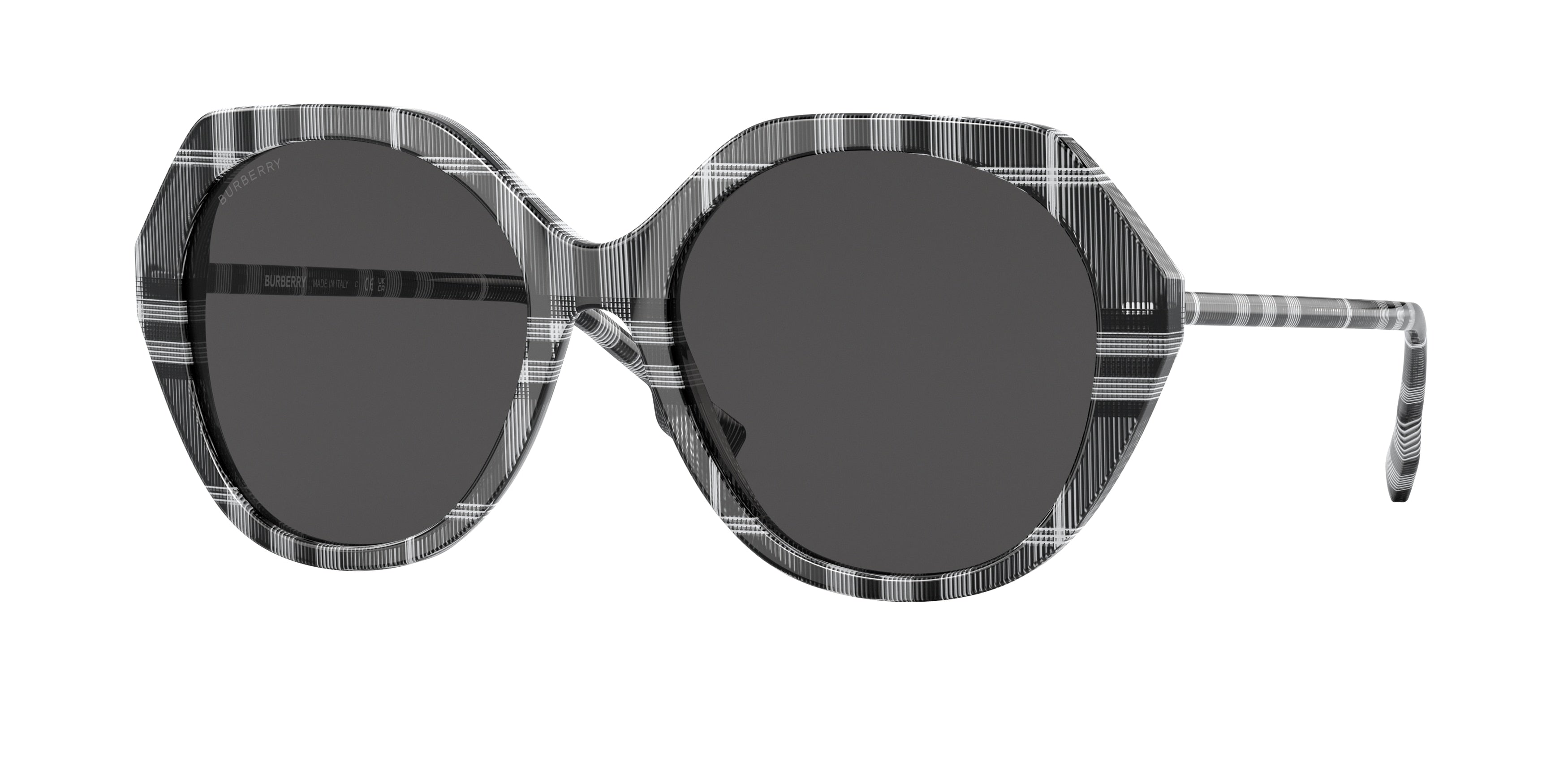Burberry VANESSA BE4375F Irregular Sunglasses  400487-Check White/Black 57-140-18 - Color Map White