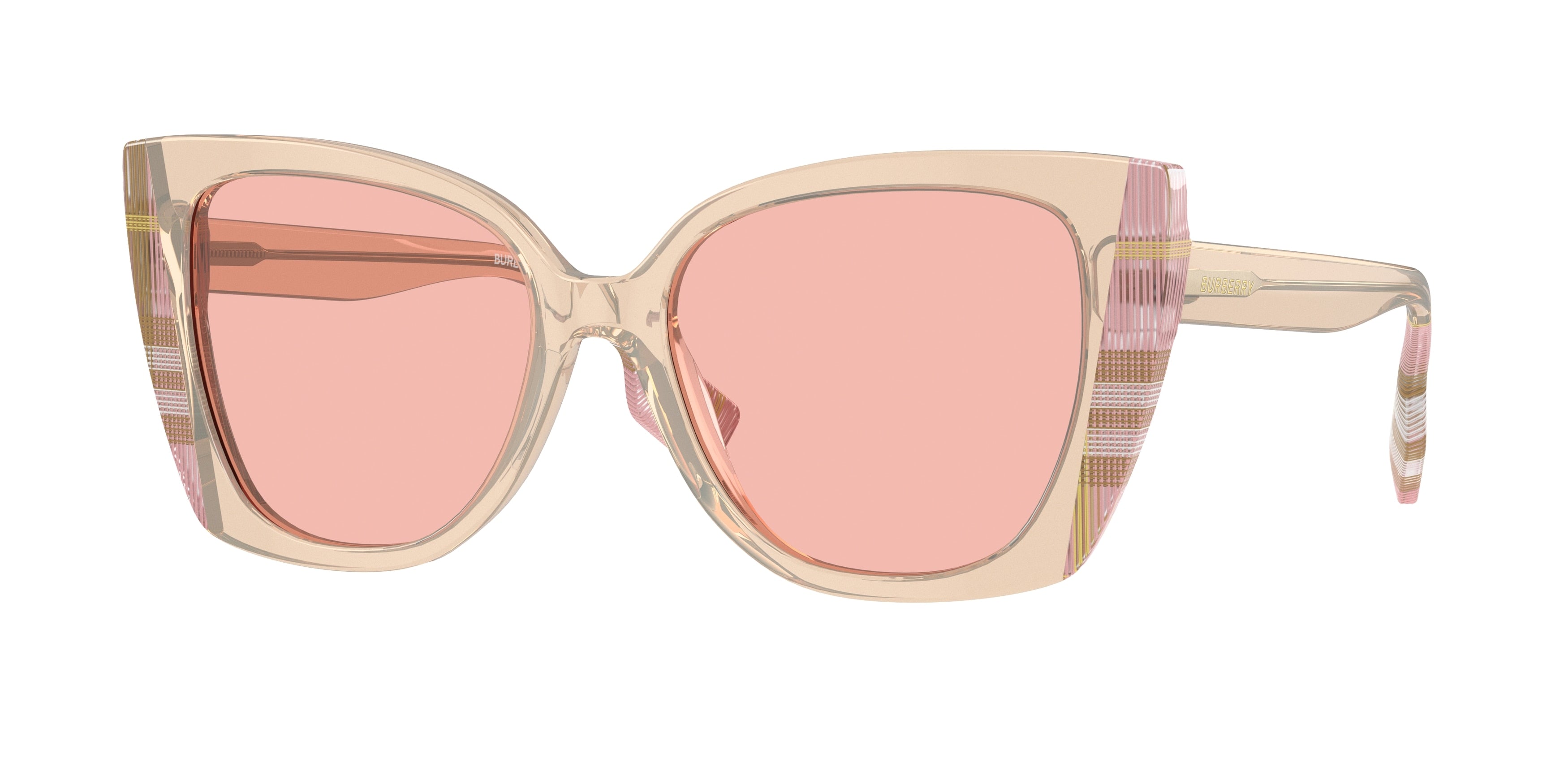 Burberry MERYL BE4393 Cat Eye Sunglasses  4052/5-Pink/Check Pink 53-140-17 - Color Map Pink