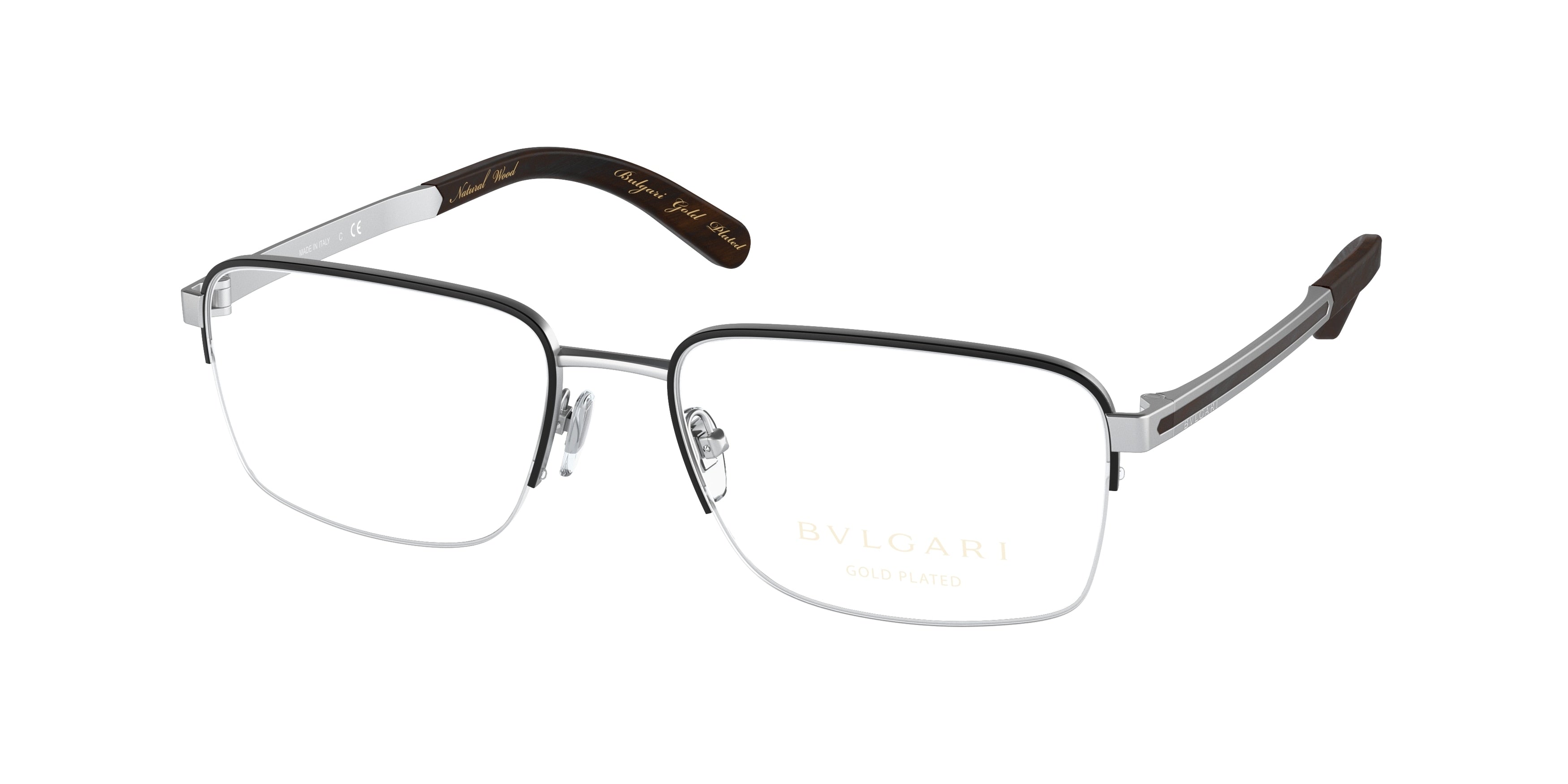 Bvlgari BV1112K Rectangle Eyeglasses  2007-Matte Silver Plated 56-145-18 - Color Map Silver