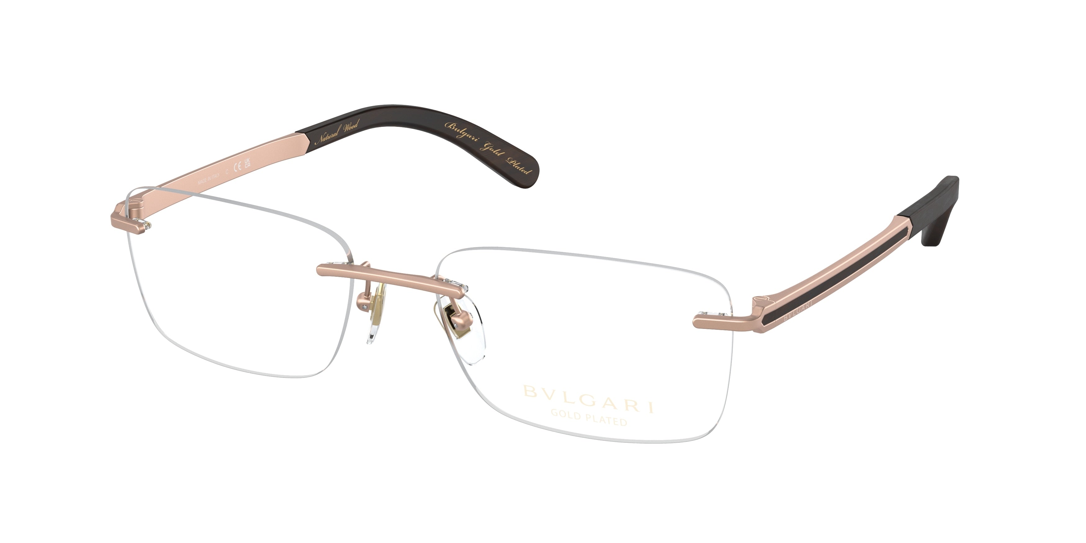 Bvlgari BV1120K Rectangle Eyeglasses  2006-Matte Pink Gold Plated 57-145-18 - Color Map Pink