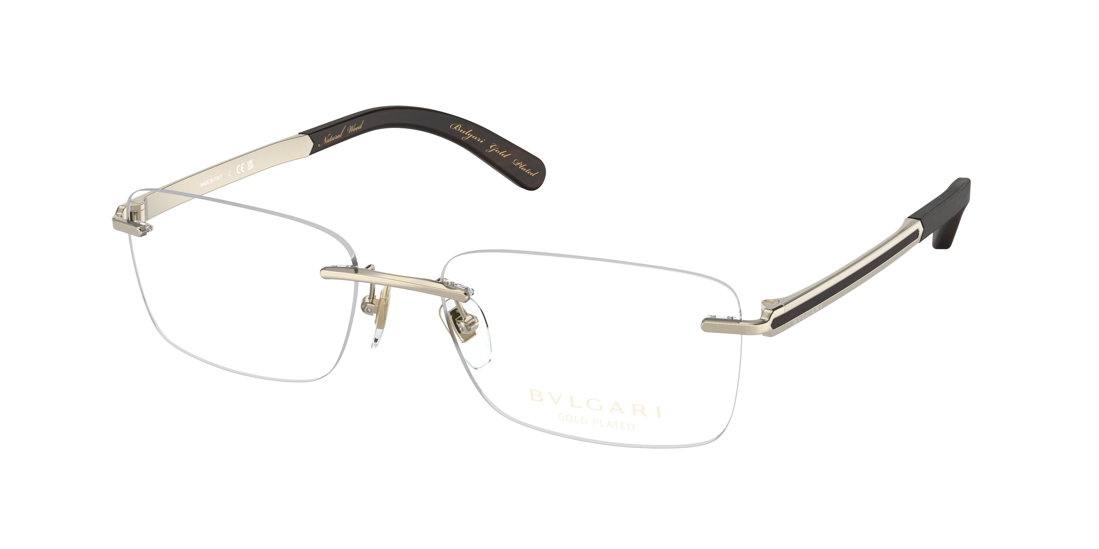 Bvlgari BV1120K Rectangle Eyeglasses  393-Pale Gold Plated 57-145-18 - Color Map Gold