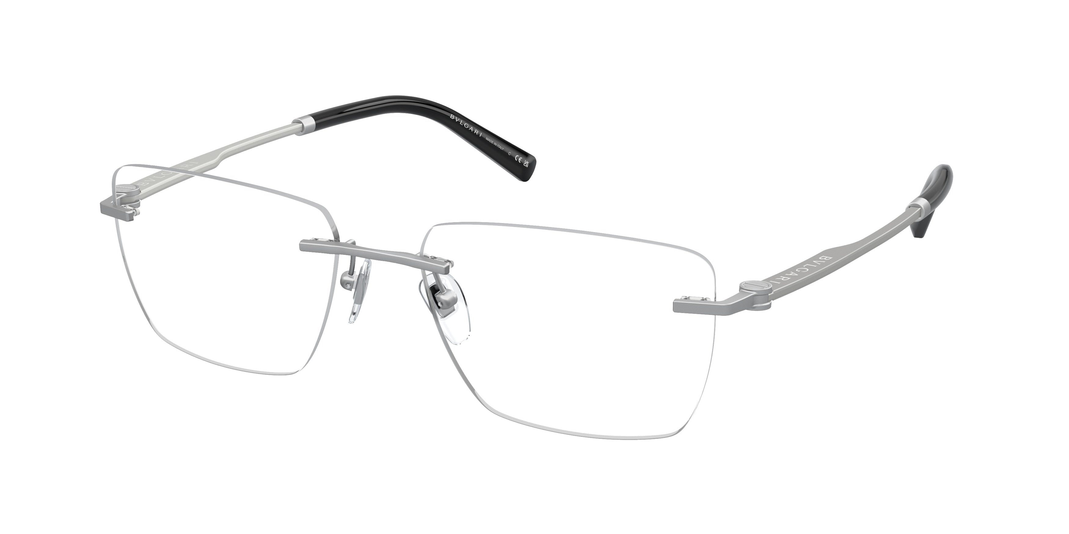 Bvlgari BV1122 Rectangle Eyeglasses  400-Matte Silver 57-150-18 - Color Map Silver