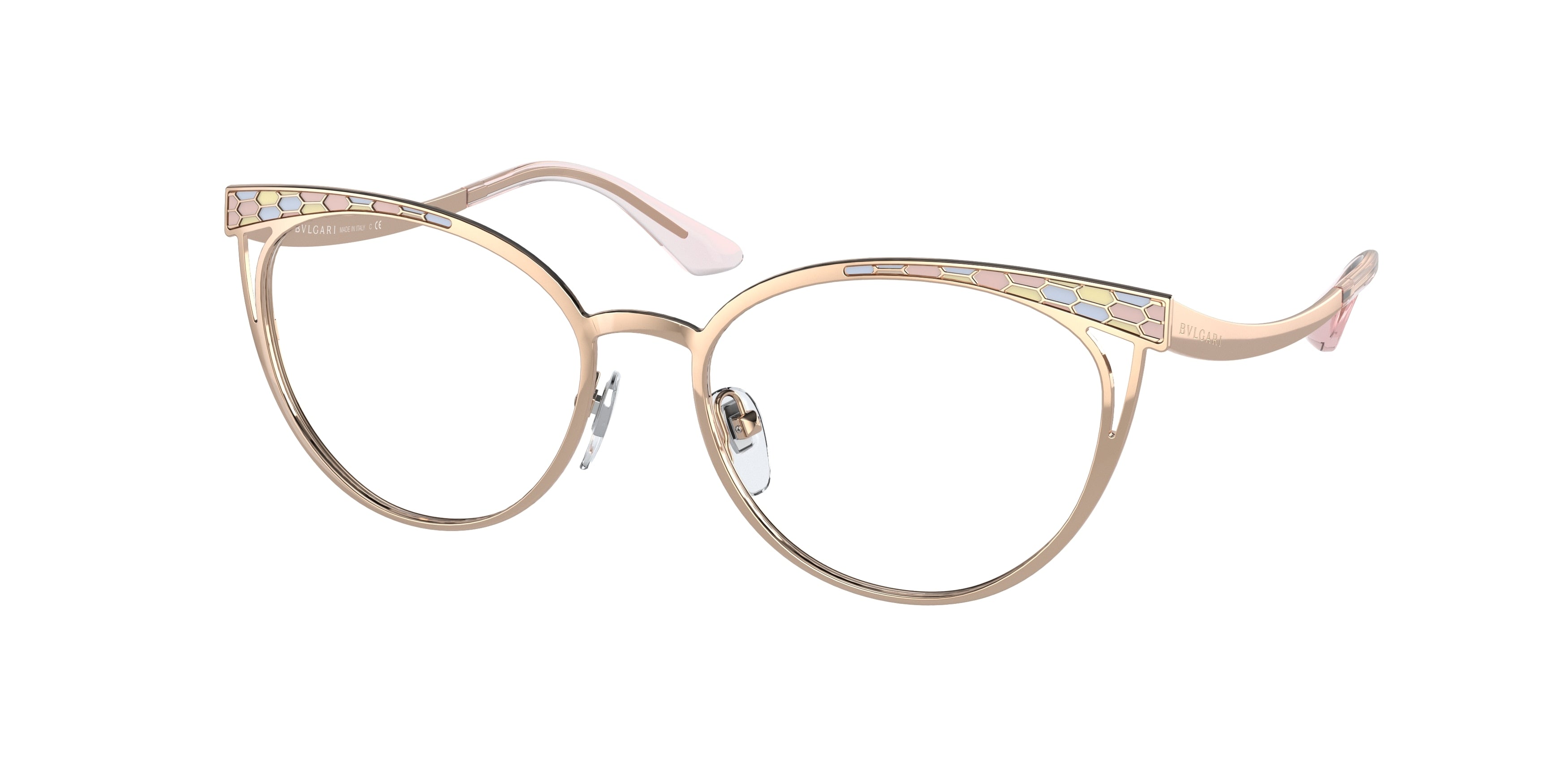 Bvlgari BV2186 Cat Eye Eyeglasses  2014-Pink Gold 53-140-17 - Color Map Pink