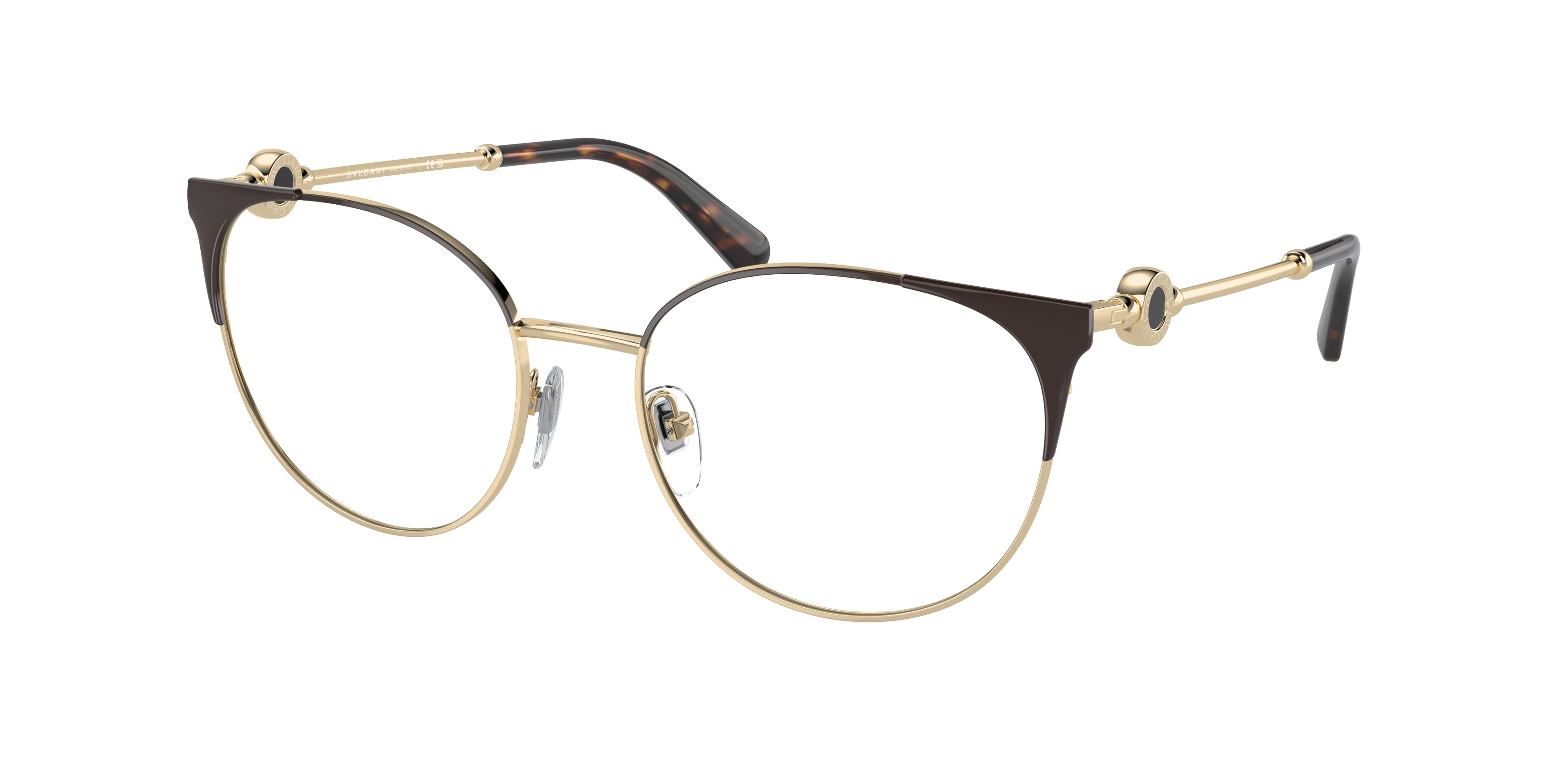 Bvlgari BV2203 Round Eyeglasses  2034-Brown/Pale Gold 54-140-18 - Color Map Brown