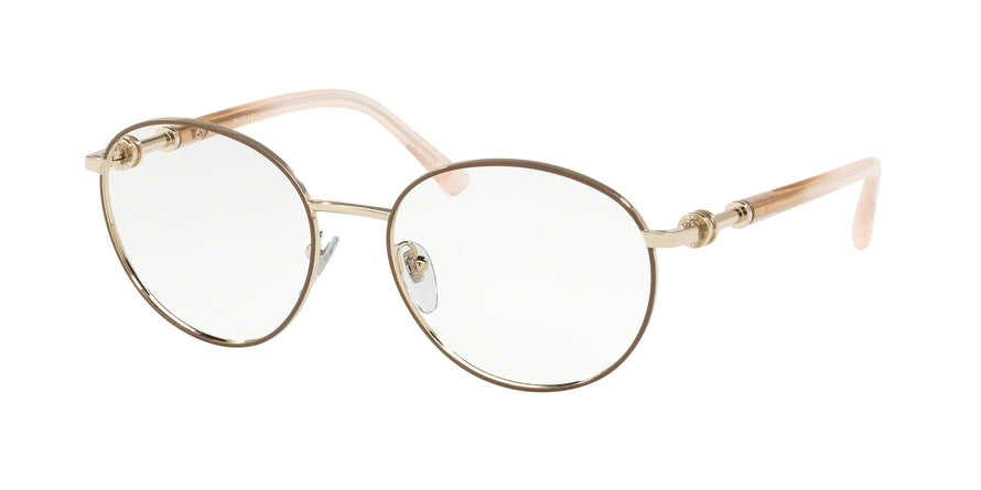 Bvlgari BV2207 Round Eyeglasses  2037-MATTE BRONZE/PALE GOLD 54-17-140 - Color Map light brown