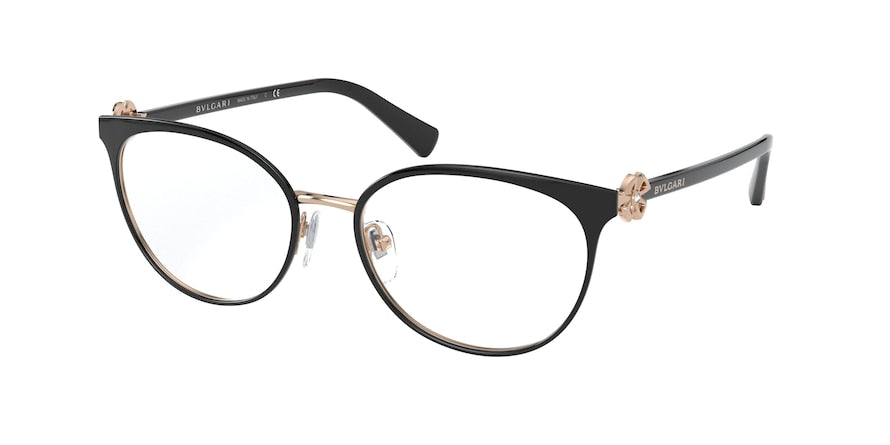 Bvlgari BV2219B Oval Eyeglasses  2033-BLACK/PINK GOLD 54-17-140 - Color Map black