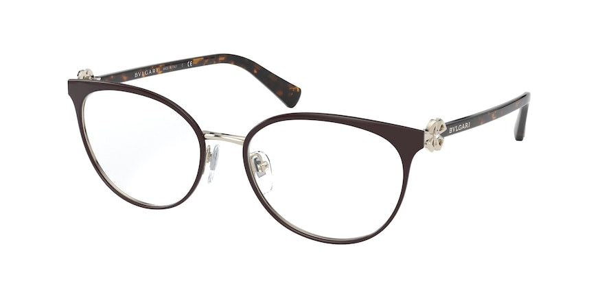 Bvlgari BV2219B Oval Eyeglasses  2034-BROWN/PALE GOLD 54-17-140 - Color Map havana