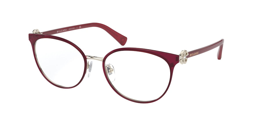 Bvlgari BV2219B Oval Eyeglasses  2054-BURGUNDY/PALE GOLD 54-17-140 - Color Map red