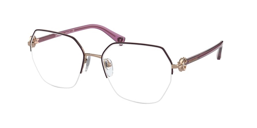 Bvlgari BV2224B Irregular Eyeglasses  2035-PINK GOLD/PURPLE 56-17-140 - Color Map violet