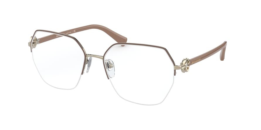 Bvlgari BV2224B Irregular Eyeglasses  2036-PALE GOLD/BEIGE 56-17-140 - Color Map light brown