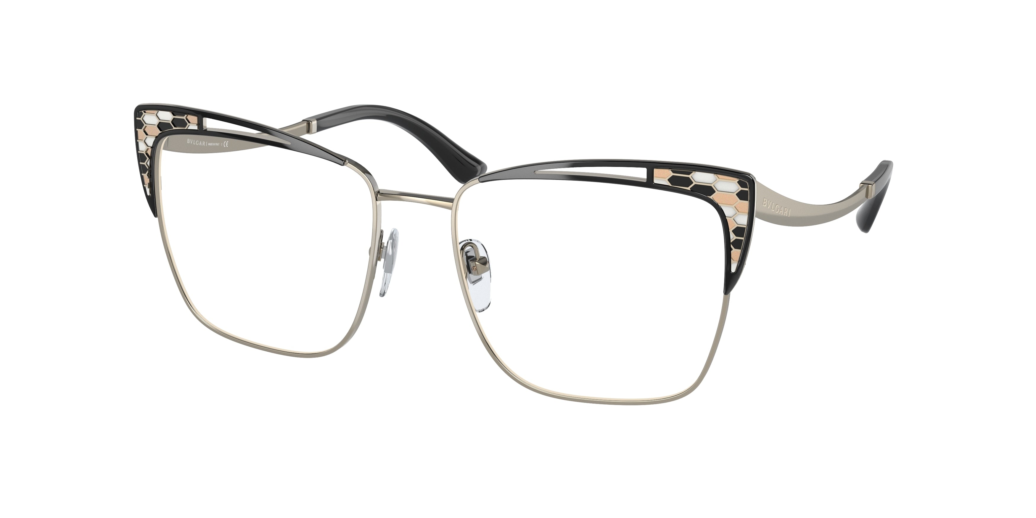 Bvlgari BV2230 Cat Eye Eyeglasses  2018-Pale Gold/Black 53-140-17 - Color Map Gold