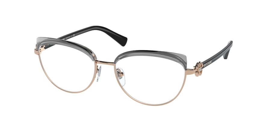 Bvlgari BV2233B Phantos Eyeglasses  2033-PINK GOLD/TRANSPARENT GREY 54-16-140 - Color Map black