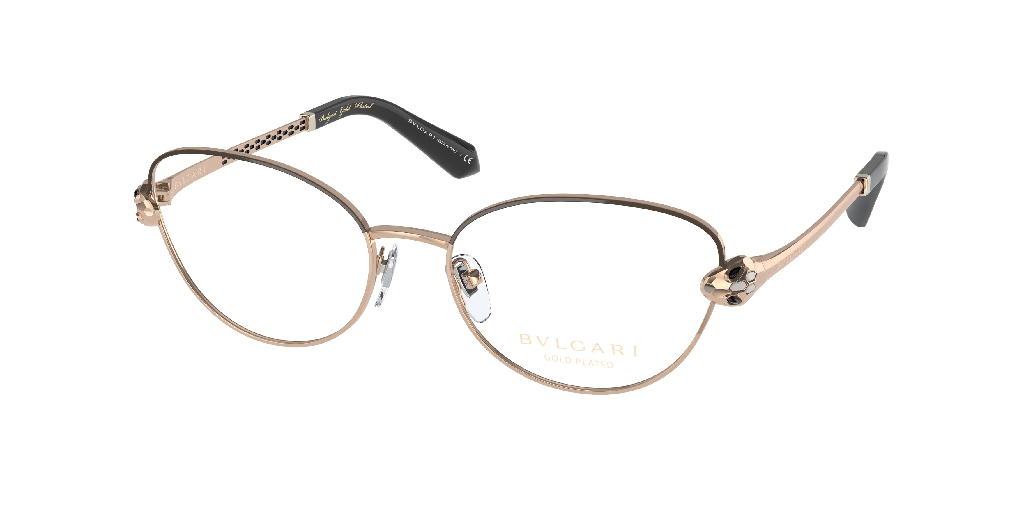 Bvlgari BV2237KB Oval Eyeglasses  2033-Pink Gold Plated/Black 54-140-17 - Color Map Gold