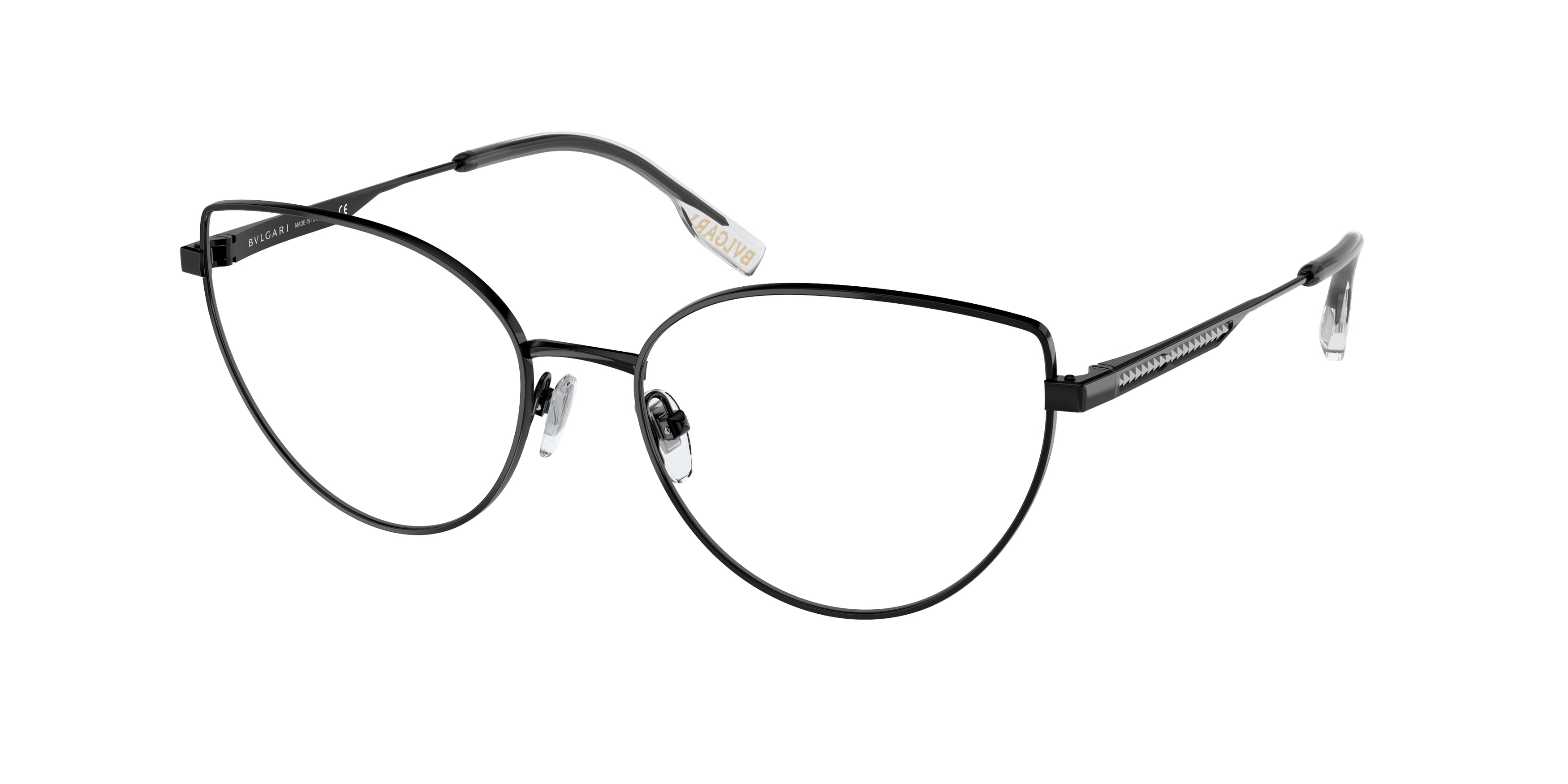 Bvlgari BV2241 Cat Eye Eyeglasses  2066-Black 53-140-17 - Color Map Black