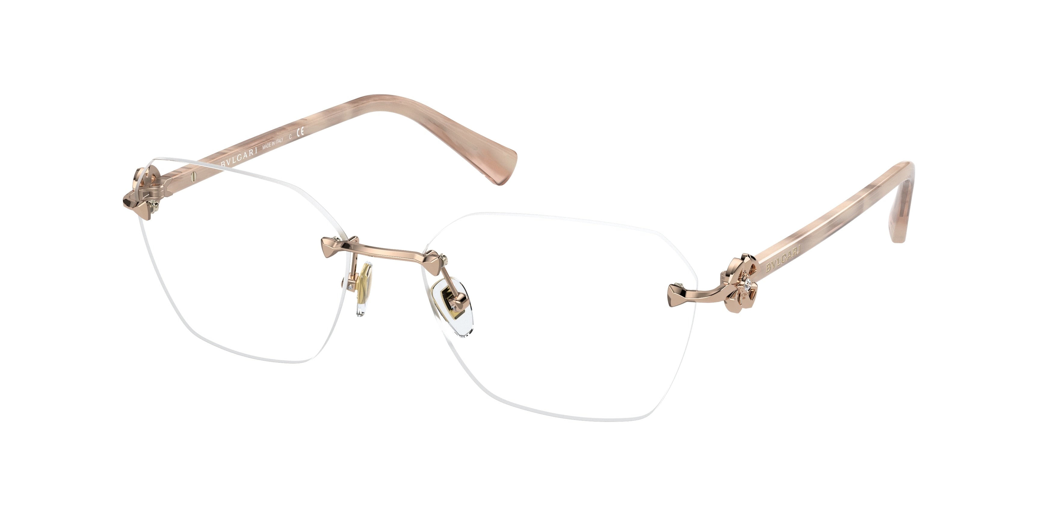 Bvlgari BV2244B Irregular Eyeglasses  2014-Pink Gold 55-140-16 - Color Map Pink