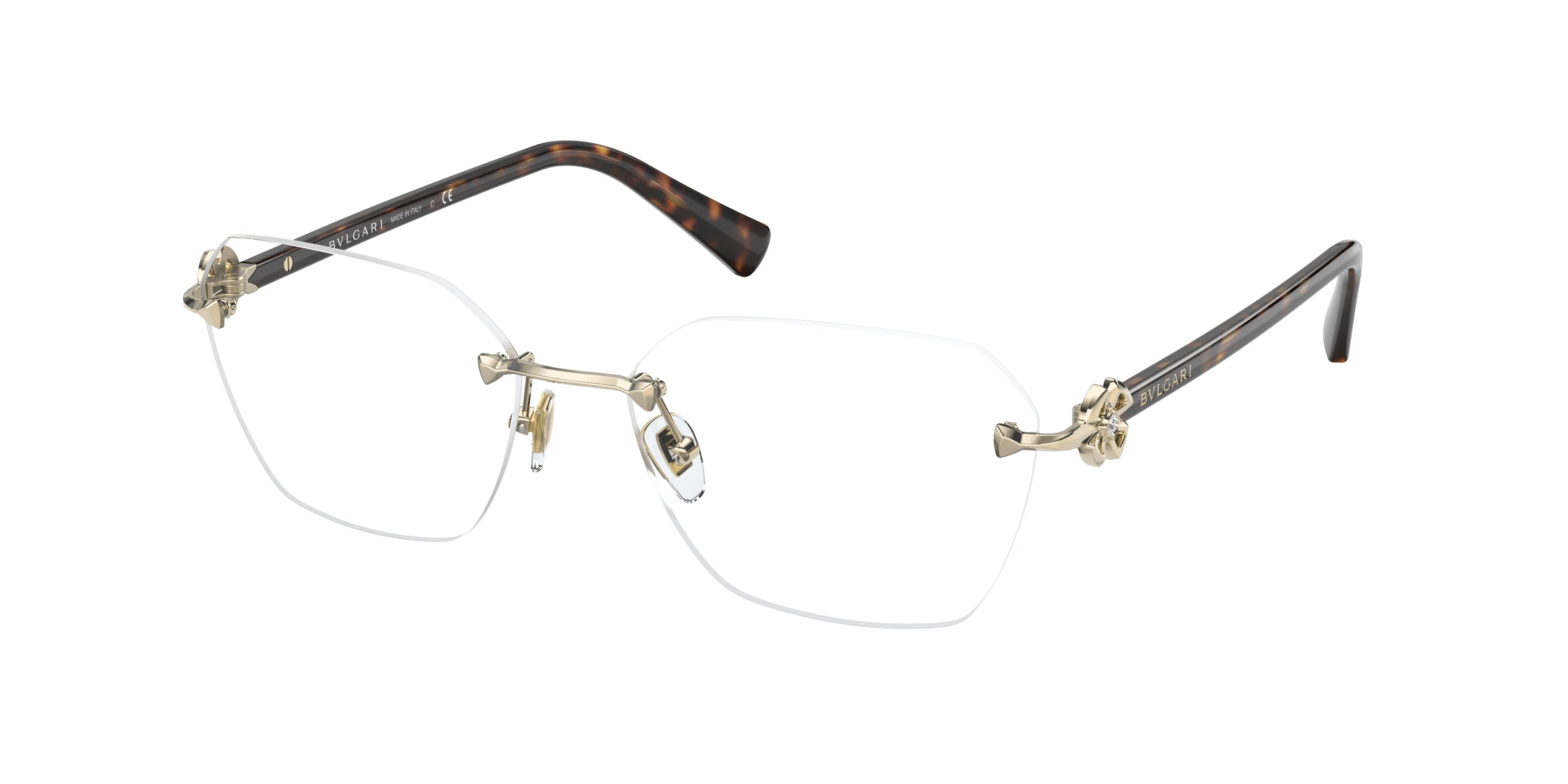 Bvlgari BV2244B Irregular Eyeglasses  278-Pale Gold 55-140-16 - Color Map Gold