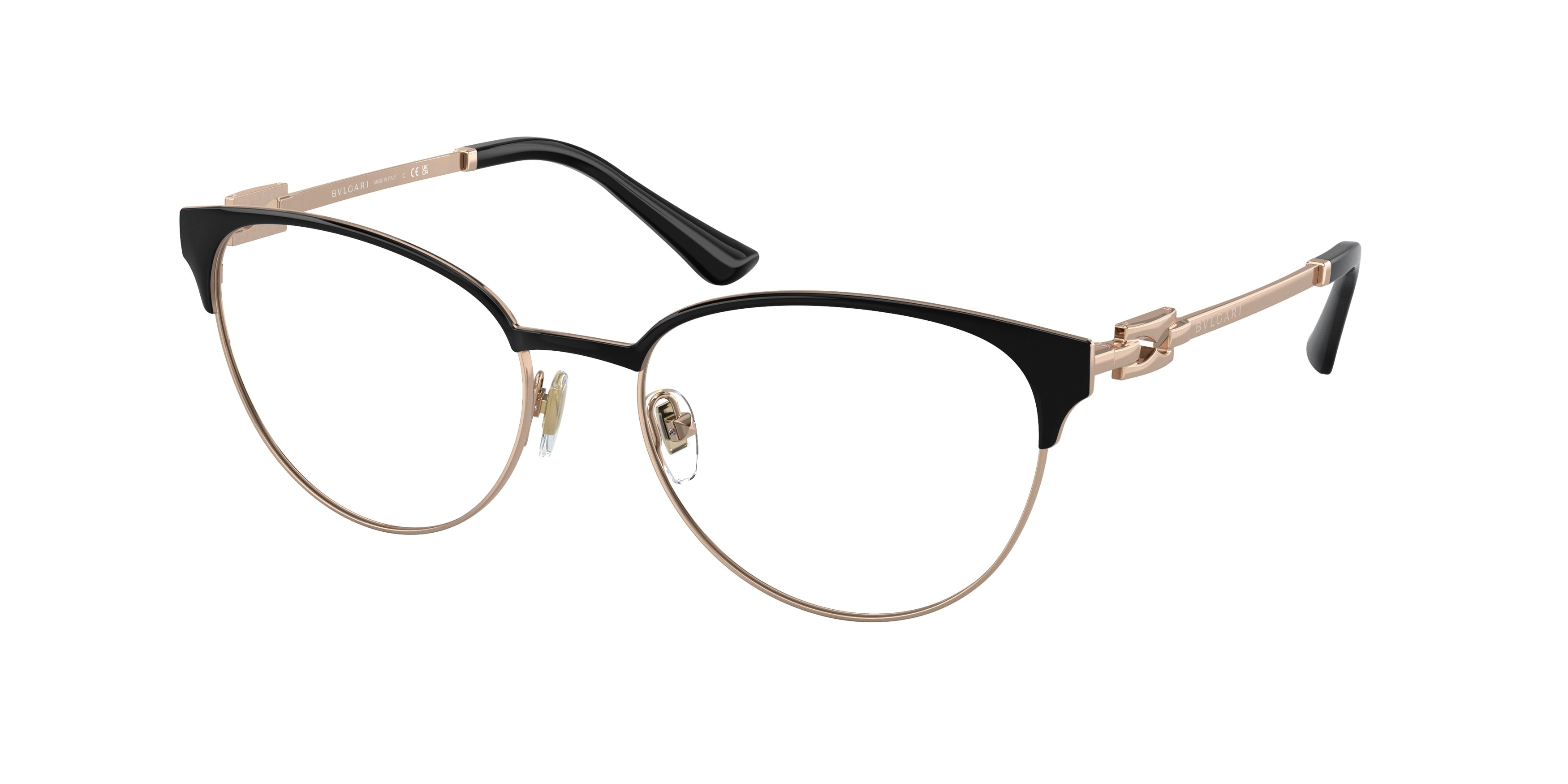 Bvlgari BV2247 Cat Eye Eyeglasses  2023-Pink Gold/Black 54-140-17 - Color Map Pink