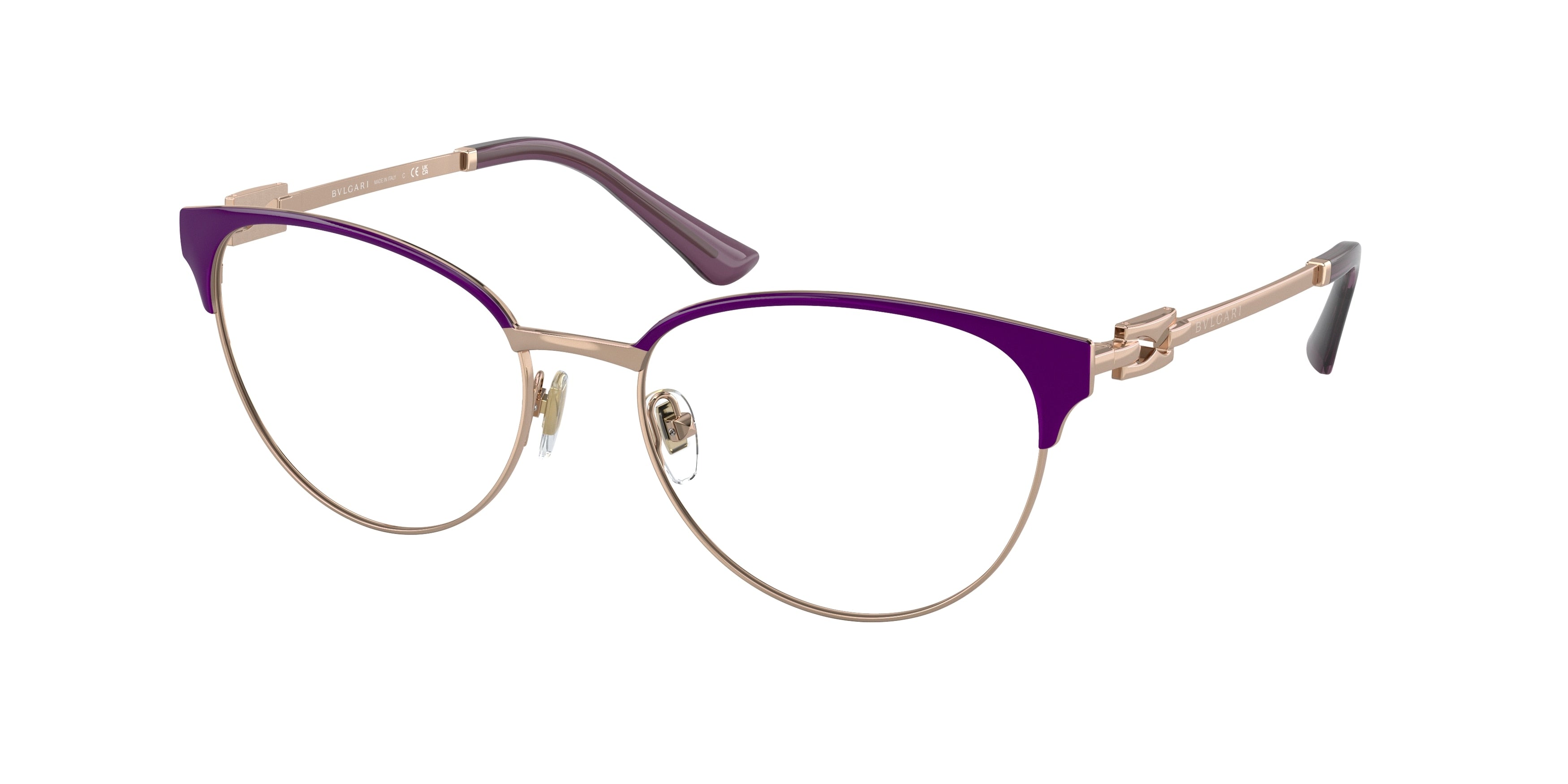 Bvlgari BV2247 Cat Eye Eyeglasses  2067-Pink Gold/Purple 54-140-17 - Color Map Pink