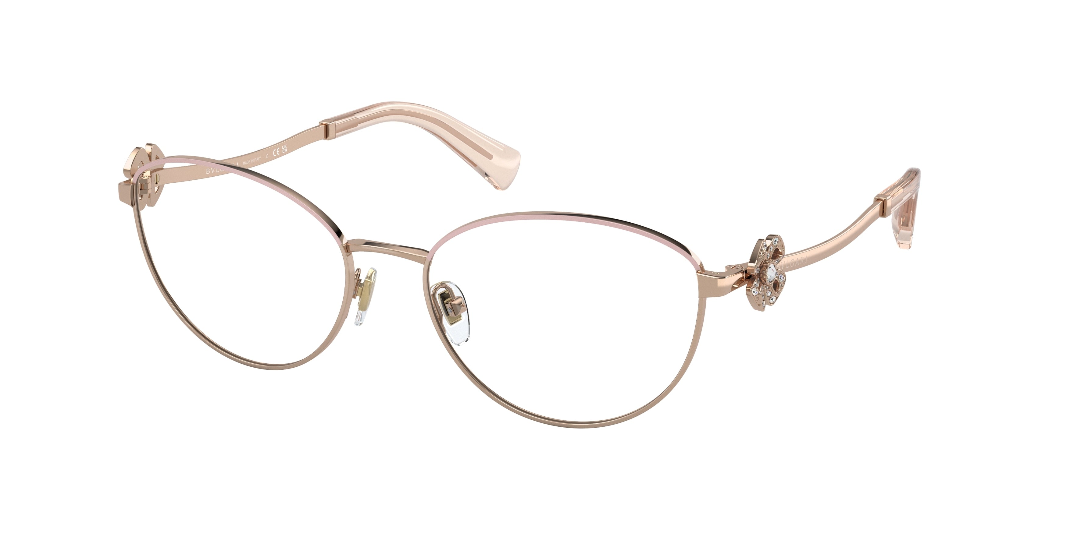 Bvlgari BV2248B Oval Eyeglasses  2062-Pink Gold/Champagne 53-140-17 - Color Map Pink