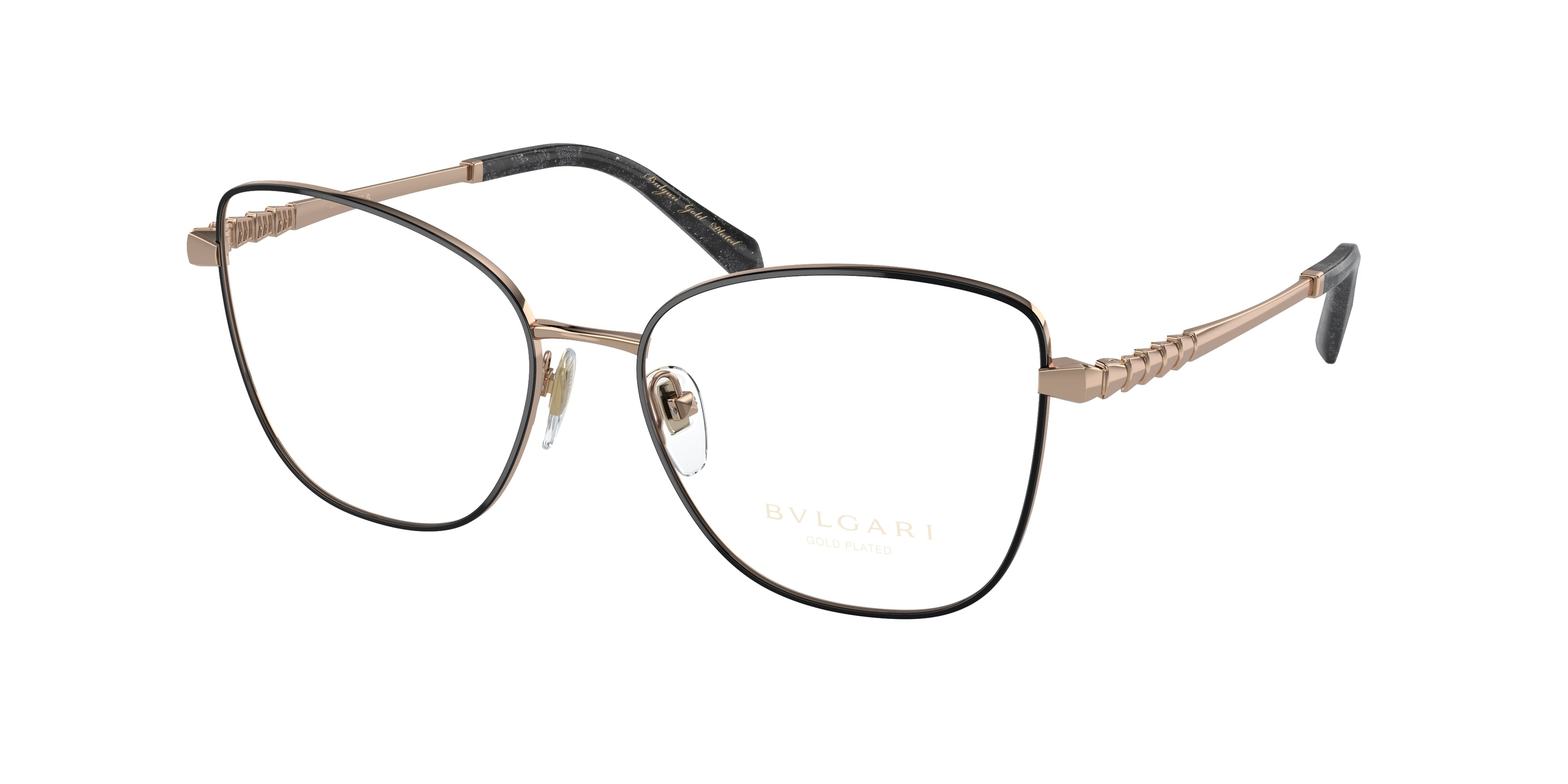 Bvlgari BV2250K Cat Eye Eyeglasses  2023-Pink Gold Plated/Black 54-140-16 - Color Map Gold