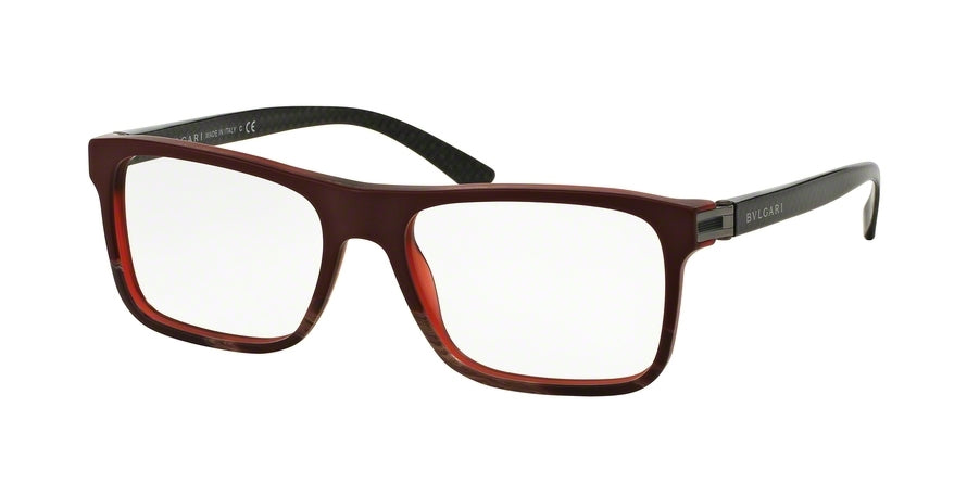 Bvlgari BV3028 Square Eyeglasses  5359-SAND RED ON HORN 53-17-140 - Color Map bordeaux