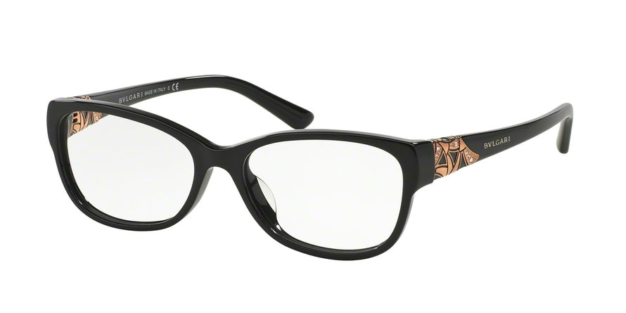 Bvlgari BV4104BF Oval Eyeglasses  501-BLACK 54-16-140 - Color Map black