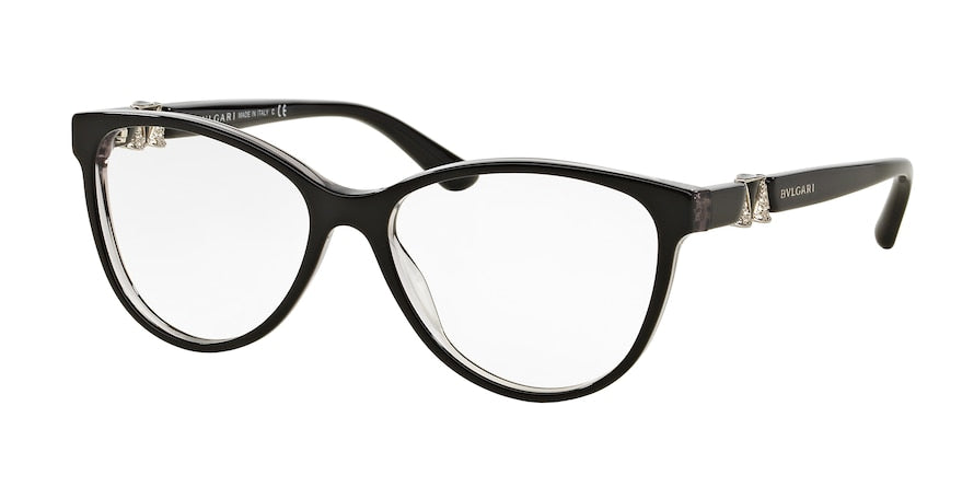 Bvlgari BV4119B Oval Eyeglasses  5381-TOP BLACK ON GREY CRYSTAL 52-15-135 - Color Map black
