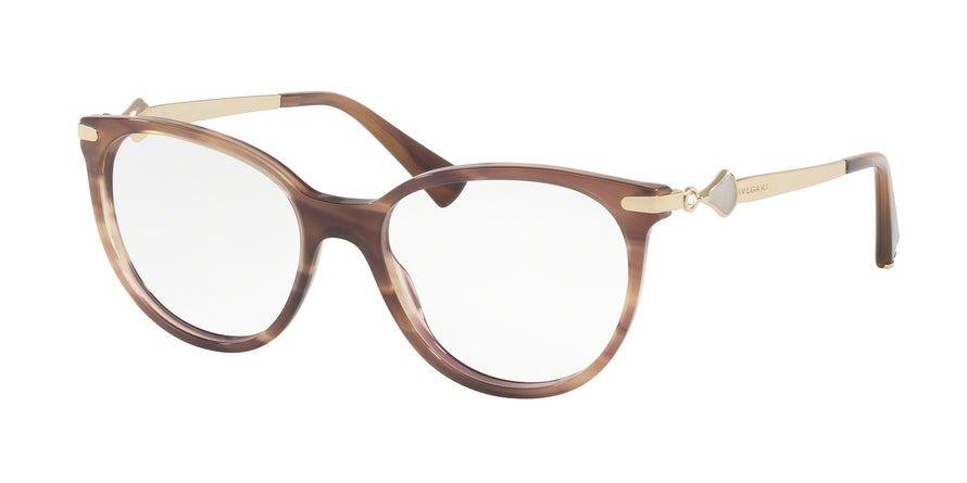 Bvlgari BV4143BF Oval Eyeglasses  5240-STRIPED BROWN 53-17-135 - Color Map light brown