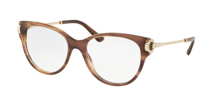 Bvlgari BV4144B Oval Eyeglasses  5240-STRIPED BROWN 54-17-140 - Color Map brown