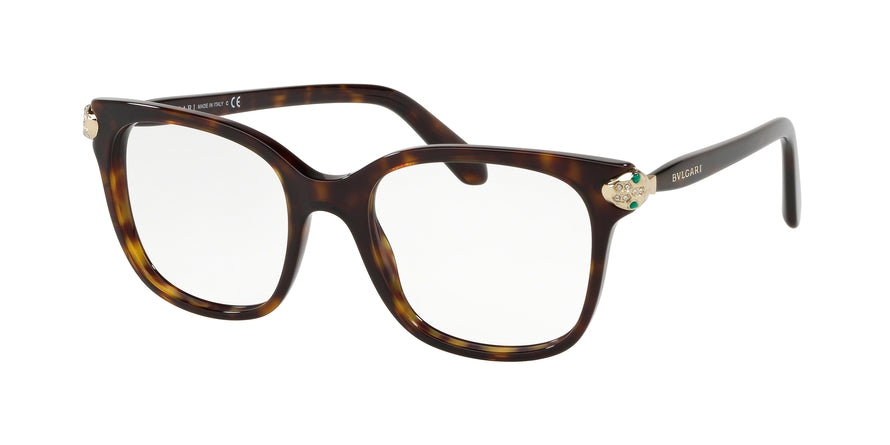 Bvlgari BV4158BF Rectangle Eyeglasses  504-DARK HAVANA 52-19-145 - Color Map havana