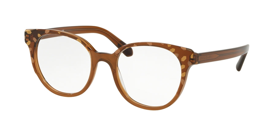 Bvlgari BV4164 Oval Eyeglasses  5461-GOLD/BEIGE ON TRANSP BROWN 53-19-140 - Color Map brown