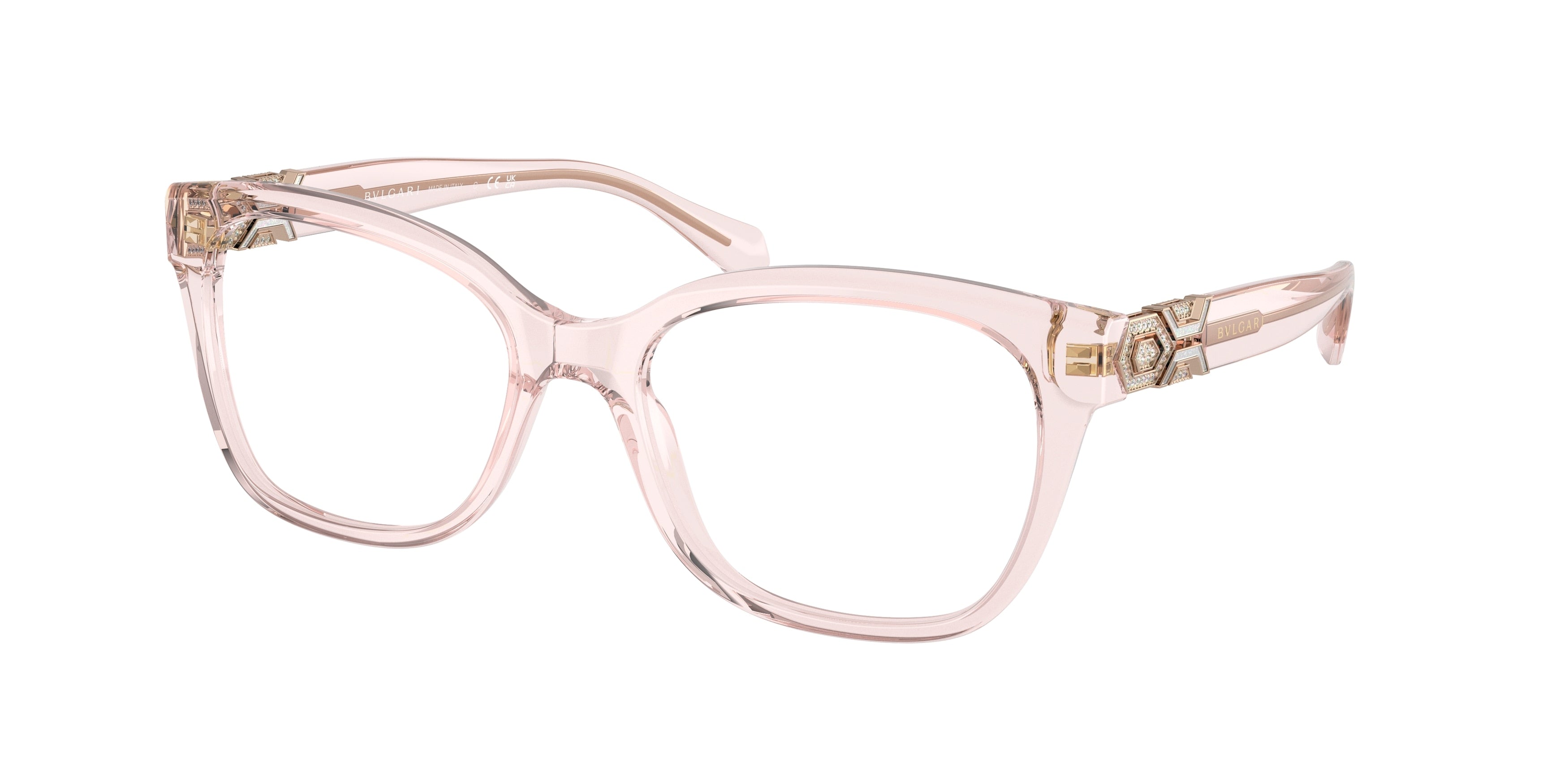 Bvlgari BV4172B Cat Eye Eyeglasses  5470-Transparent Pink 54-140-18 - Color Map Pink