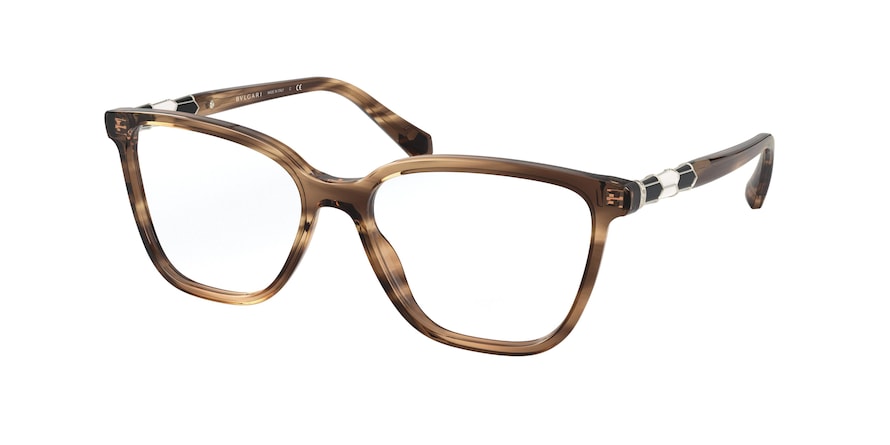 Bvlgari BV4184BF Rectangle Eyeglasses  5240-STRIPED BROWN 54-16-140 - Color Map light brown