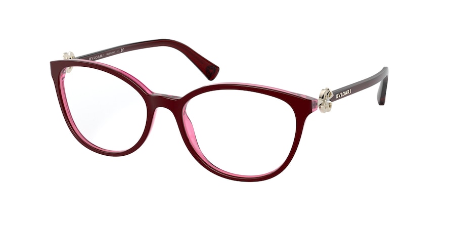 Bvlgari BV4185BF Oval Eyeglasses  5469-TOP BORDEAUX ON TRANSP RED 54-17-140 - Color Map bordeaux