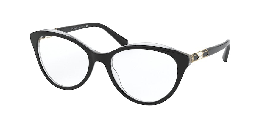 Bvlgari BV4187BF Cat Eye Eyeglasses  5381-TOP BLACK ON GREY 54-18-140 - Color Map black